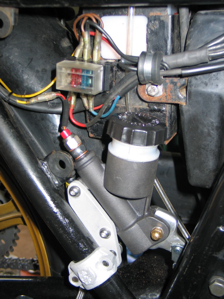 Kawasaki Z650 master cylinder installed tidied up electrics