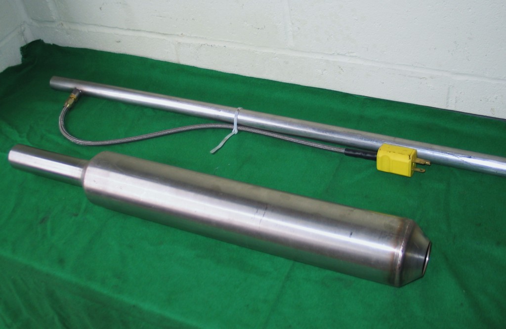 Stainless silencer and part of a thermal lance.