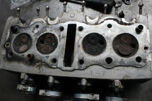 old Honda CB400 dirty bottom cylinder head 