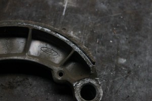 A brake lining detached